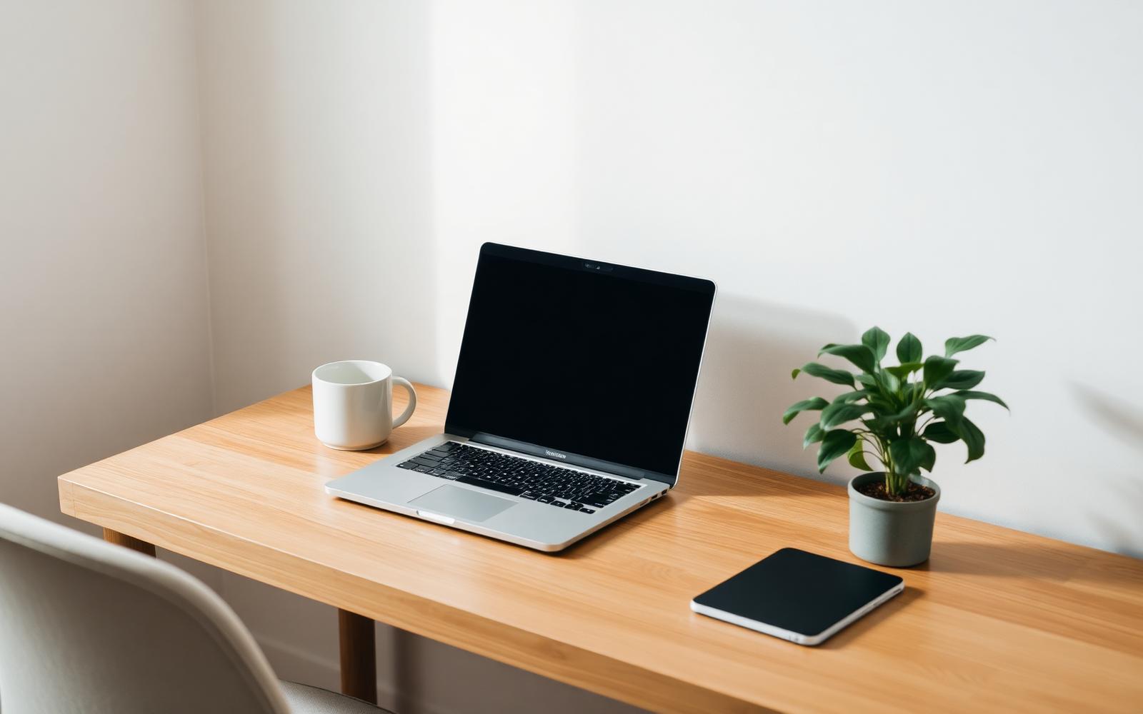 A quiet desk set up for an online therapy session